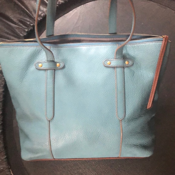 FOSSIL Pebble Leather blue Tote bag 💼 - Picture 2 of 16